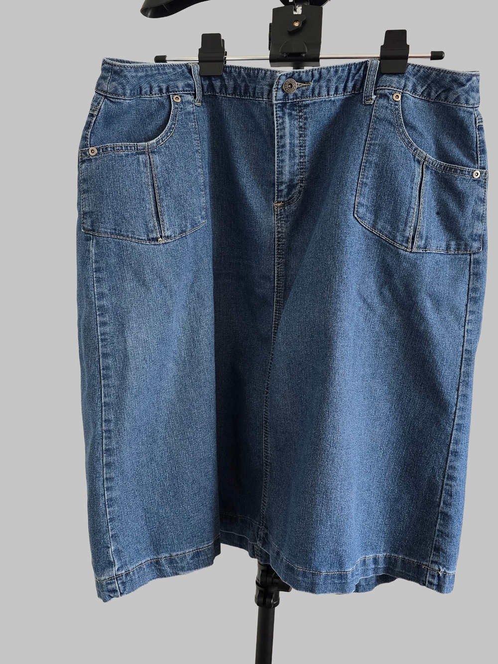 C.J. Banks Women's Plus Size 18W Blue Denim A-Line Casual Skirt